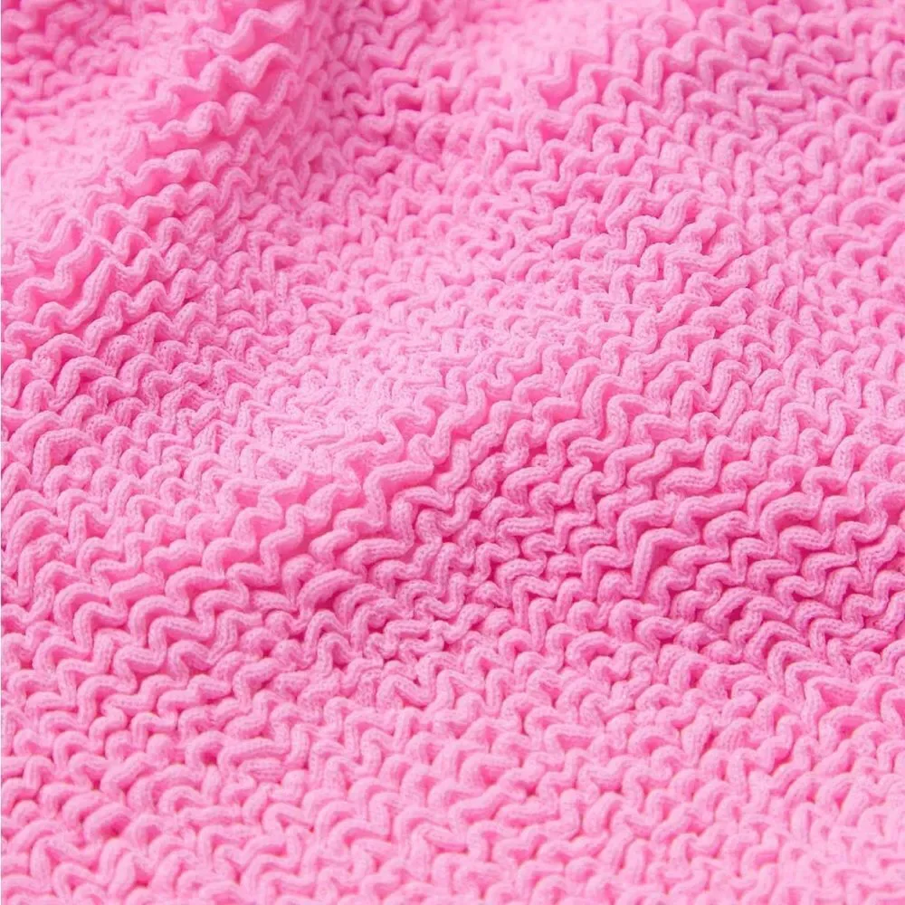 HUNZA G BUBBLEGUM PINK CRINKLE STRETCH GIGI BIKINI SET ONE SIZE FITS ALL